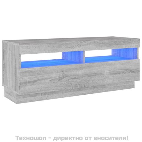 ТВ шкаф с LED осветление, сив сонома, 100x35x40 см