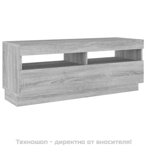 ТВ шкаф с LED осветление, сив сонома, 100x35x40 см