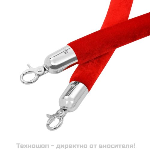 Въже за бариера, червено и сребристо, кадифе