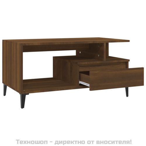 Маса за кафе, кафяв дъб, 90x49x45 см, инженерно дърво