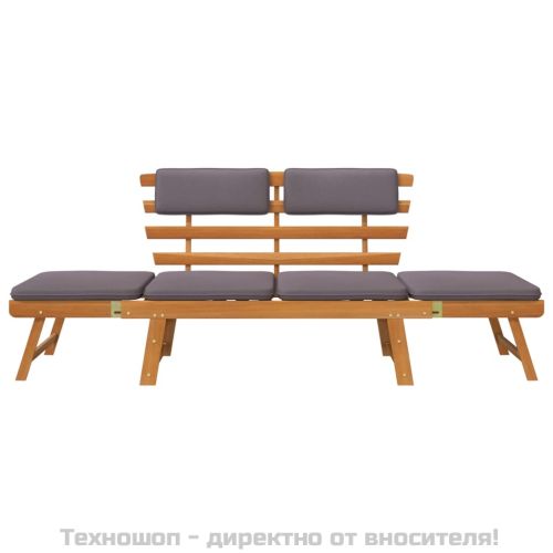 2-в-1 Градинска кушетка с възглавница, 190 см, акация масив