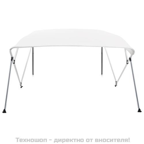 Тента за лодка, 4 дъги, бяла, 243x210x137 см