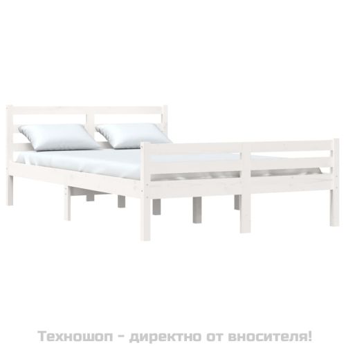 Рамка за легло, бяла, дърво масив, 135x190 cм, Double