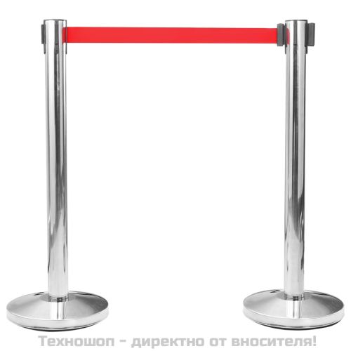 Ограждение с лента/бариера за летище, инокс, сребристо
