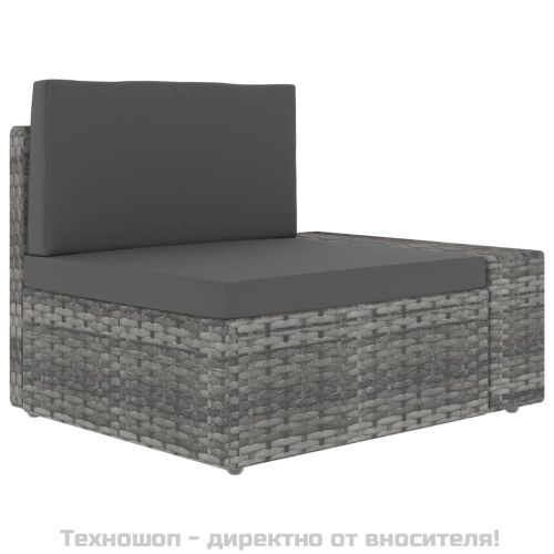 Двуместен модулен диван, полиратан, сив