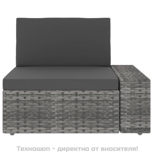 Двуместен модулен диван, полиратан, сив