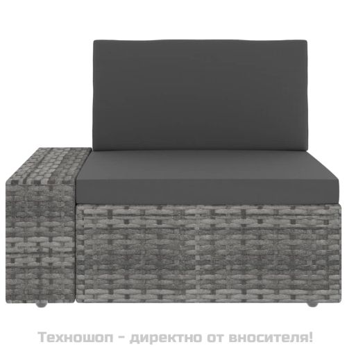 Двуместен модулен диван, полиратан, сив