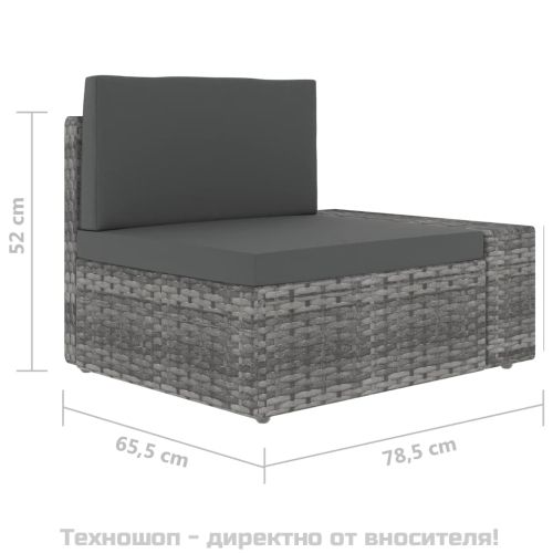 Двуместен модулен диван, полиратан, сив