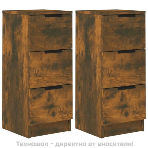 Сайдборди, 2 бр, опушен дъб, 30x30x70 см, инженерно дърво