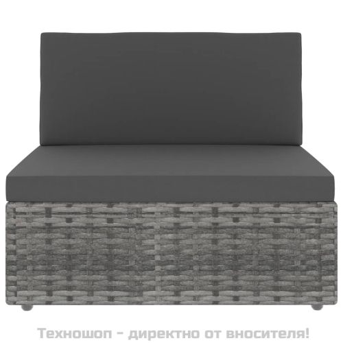 Двуместен модулен диван, полиратан, сив