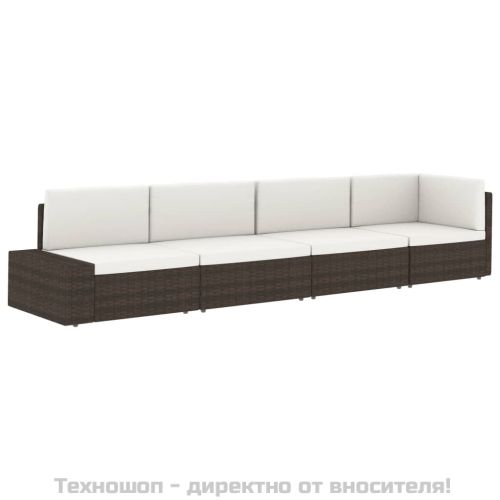 Двуместен модулен диван, полиратан, сив