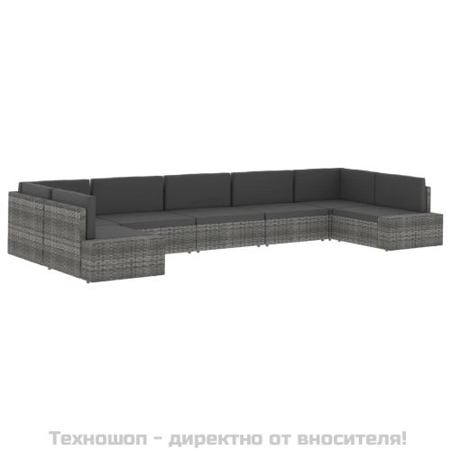 Двуместен модулен диван, полиратан, сив