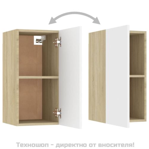 ТВ шкаф, бяло и дъб сонома, 30,5x30x60 см, инженерно дърво
