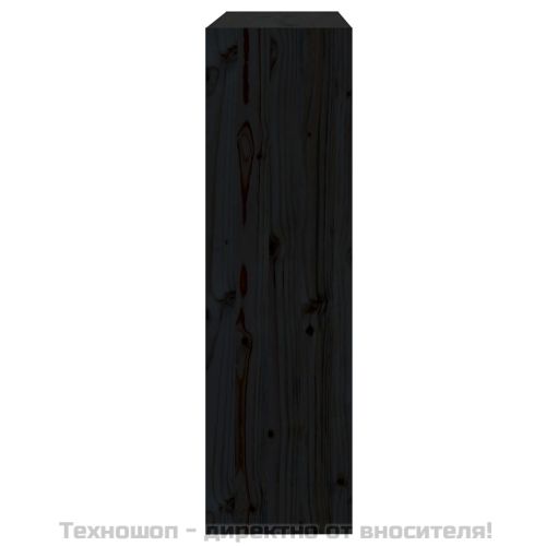 Библиотека/разделител за стая, черна, 80x30x103,5 см, бор масив