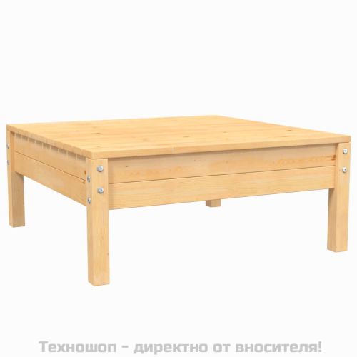Градински лаундж комплект 3 части сиви възглавници бор масив