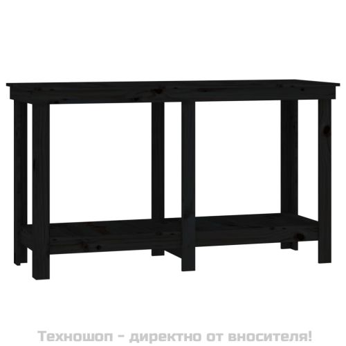 Работна маса черна 140x50x80 см борово дърво масив