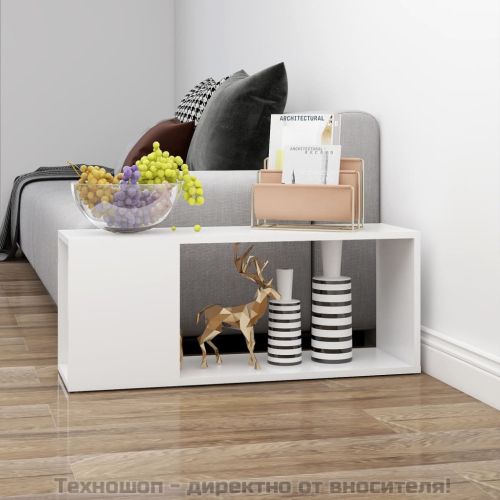 ТВ шкаф, бял, 80x24x32 см, инженерно дърво