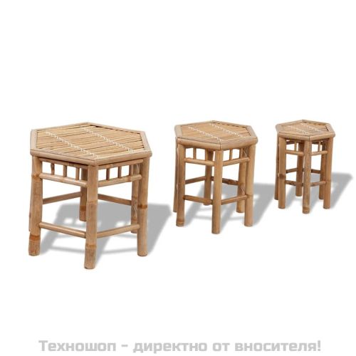 Градински табуретки, 3 бр, бамбук