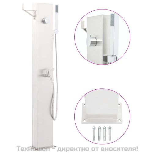 Градински душ с кран, 110 см, неръждаема стомана