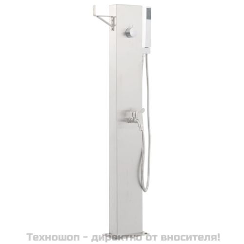 Градински душ с кран, 110 см, неръждаема стомана