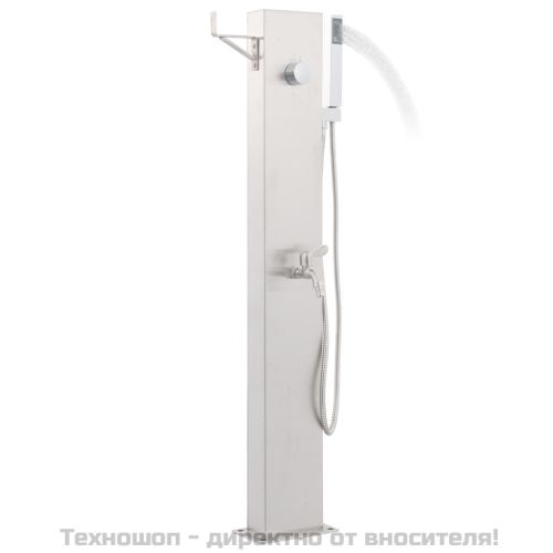 Градински душ с кран, 110 см, неръждаема стомана