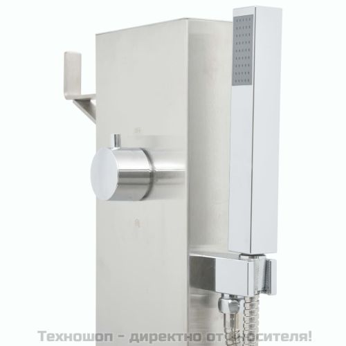 Градински душ с кран, 110 см, неръждаема стомана