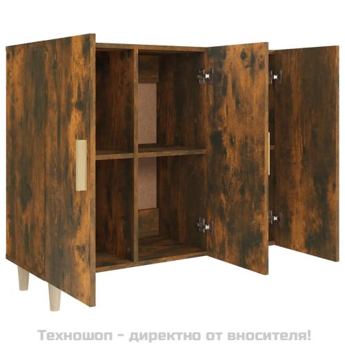 Сайдборд, опушен дъб, 90x34x80 см, инженерно дърво