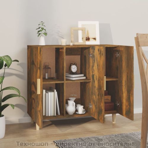 Сайдборд, опушен дъб, 90x34x80 см, инженерно дърво