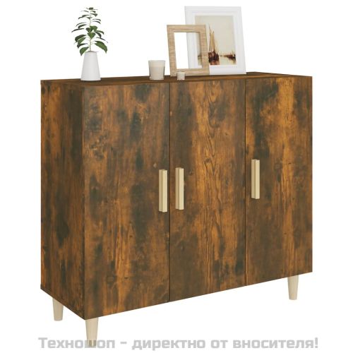 Сайдборд, опушен дъб, 90x34x80 см, инженерно дърво