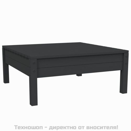 Градински комплект от 3 части, с възглавници, черен, бор масив