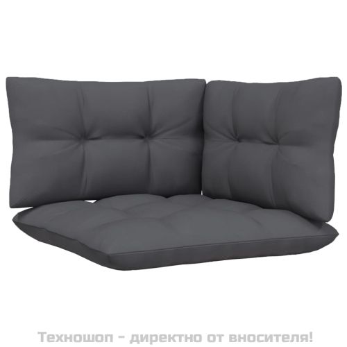 Градински комплект от 3 части, с възглавници, черен, бор масив