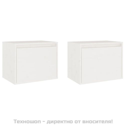 Стенни шкафове, 2 бр, бели, 45x30x35 см, бор масив