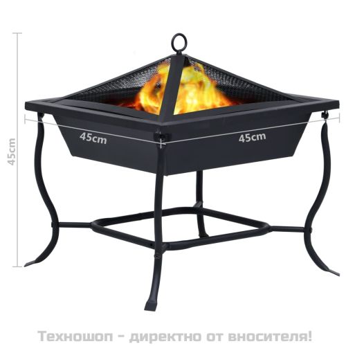 Преносимо огнище, черно, 42x42x45 см, стомана