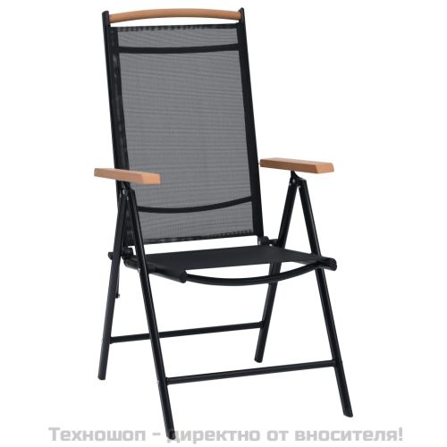 Сгъваеми градински столове 2 бр алуминий и Textilene черни