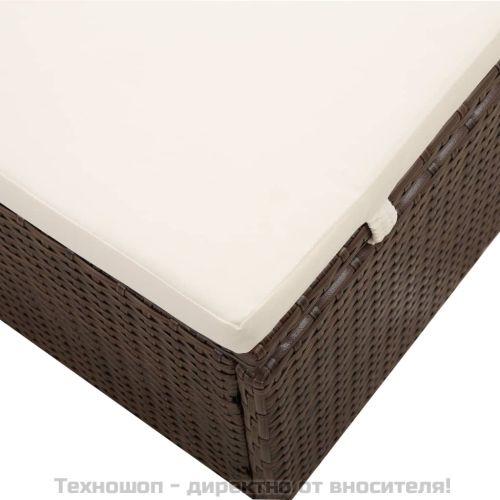 Шезлонг с шалте и навес, кафяв полиратан