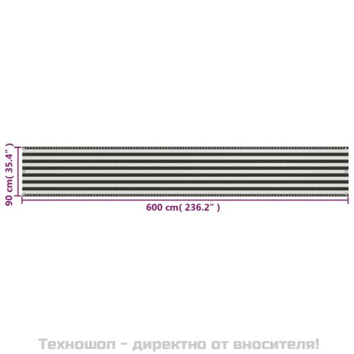 Балконски екран, HDPE, 90x600 см, антрацитно сиво и бяло