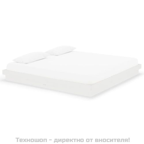 Рамка за легло, бяла, дърво масив, 200x200 см