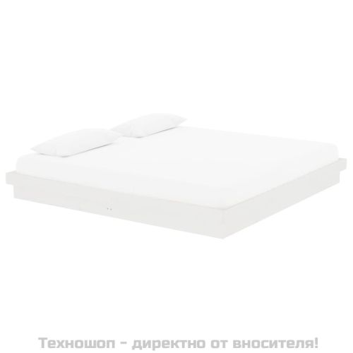 Рамка за легло, бяла, дърво масив, 200x200 см