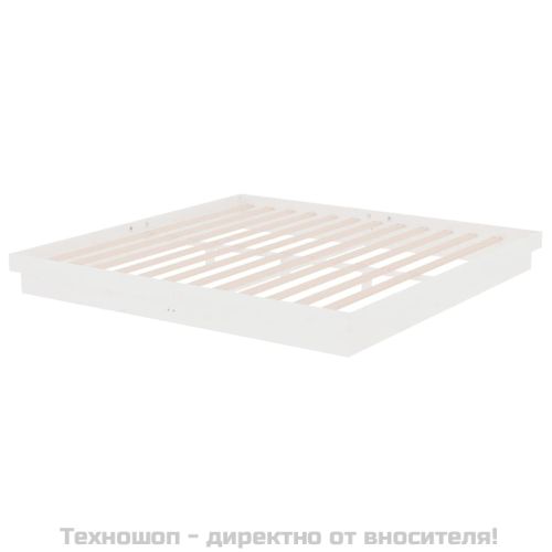 Рамка за легло, бяла, дърво масив, 200x200 см