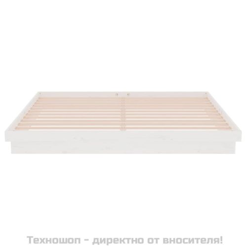 Рамка за легло, бяла, дърво масив, 200x200 см