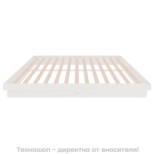 Рамка за легло, бяла, дърво масив, 200x200 см