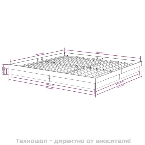 Рамка за легло, бяла, дърво масив, 200x200 см