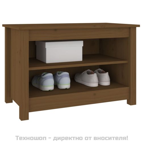 Пейка за обувки меденокафява 70x38x45,5 см борово дърво масив