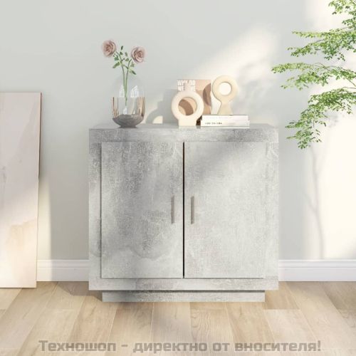 Сайдборд, бетонно сив, 80x40x75 см, инженерно дърво