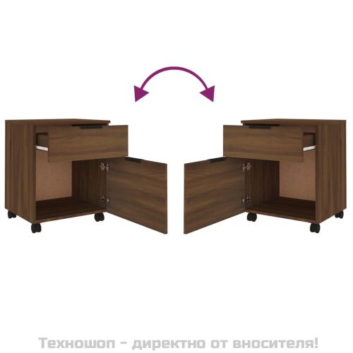 Мобилен архивен шкаф с кафяв дъб 45x38x54 см инженерно дърво