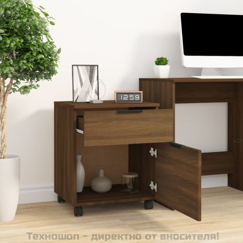 Мобилен архивен шкаф с кафяв дъб 45x38x54 см инженерно дърво