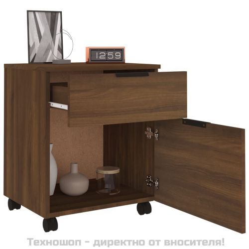 Мобилен архивен шкаф с кафяв дъб 45x38x54 см инженерно дърво
