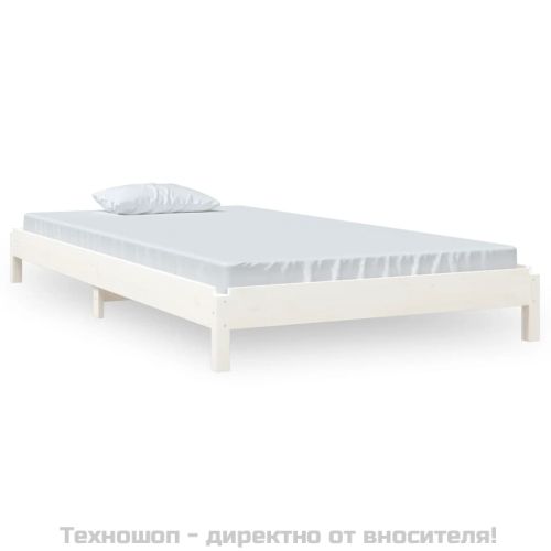 Стифиращо легло бяло 100x200 см масивно борово дърво