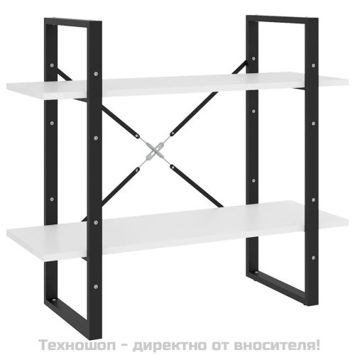 2-етажна библиотека, бяла, 80x30x70 см, инженерно дърво