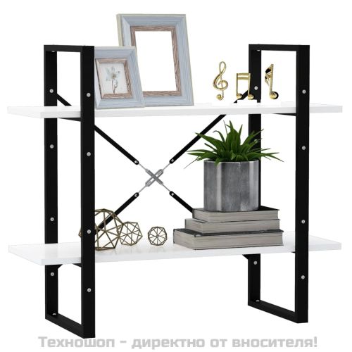 2-етажна библиотека, бяла, 80x30x70 см, инженерно дърво